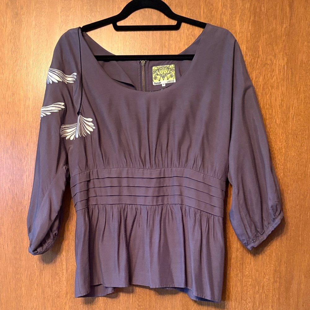 Floreat Anthropologie Preened Plumage Blouse, 12